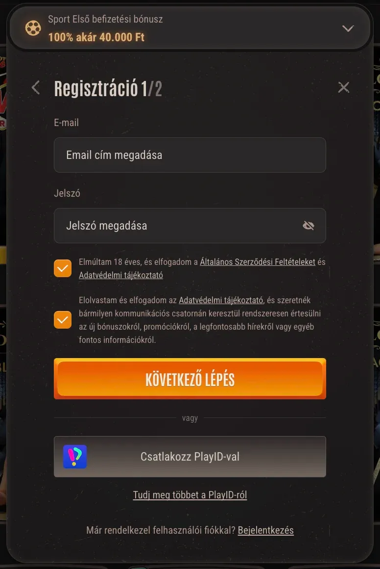Regisztrációs űrlap a Neon54